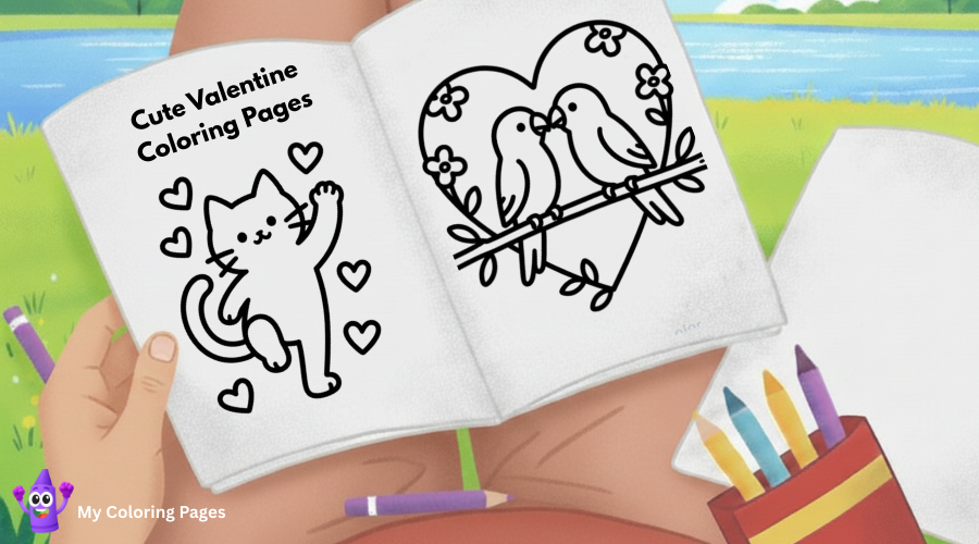 Cute Valentine Coloring Pages