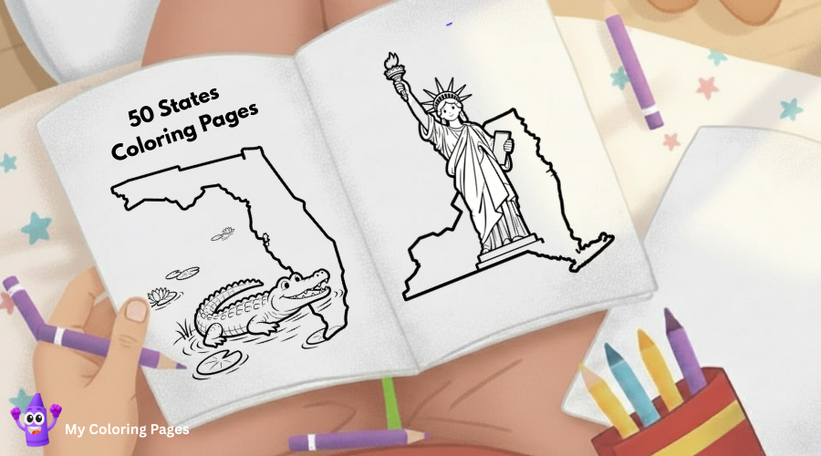 50 States Coloring Pages