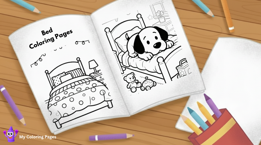 Bed Coloring Pages