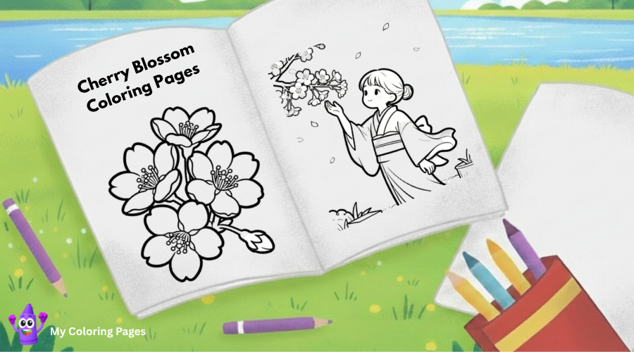 Cherry Blossom Coloring Pages