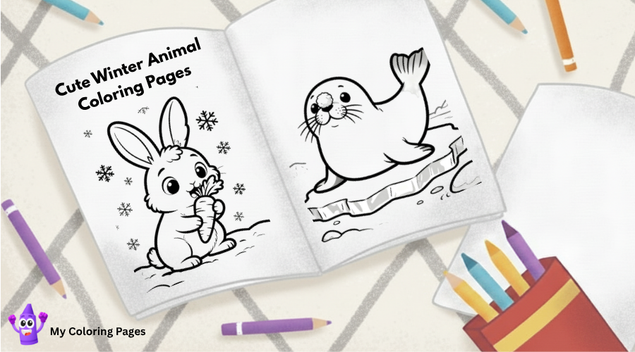 Cute Winter Animal Coloring Pages