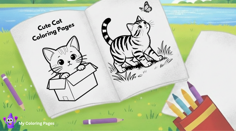 Dibujos de gatos tiernos para colorear