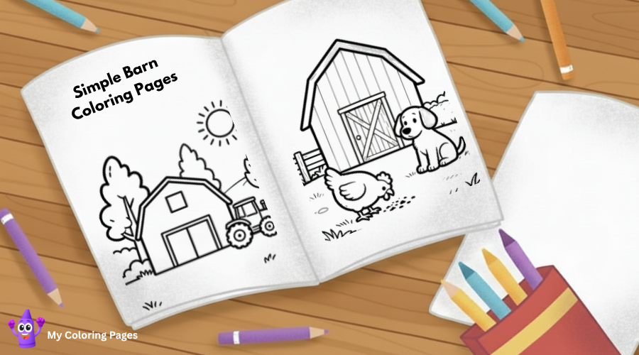 Simple Barn Coloring Pages